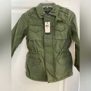 New with tags Ralph Lauren kids size 7  green jacket with zipper and buttons